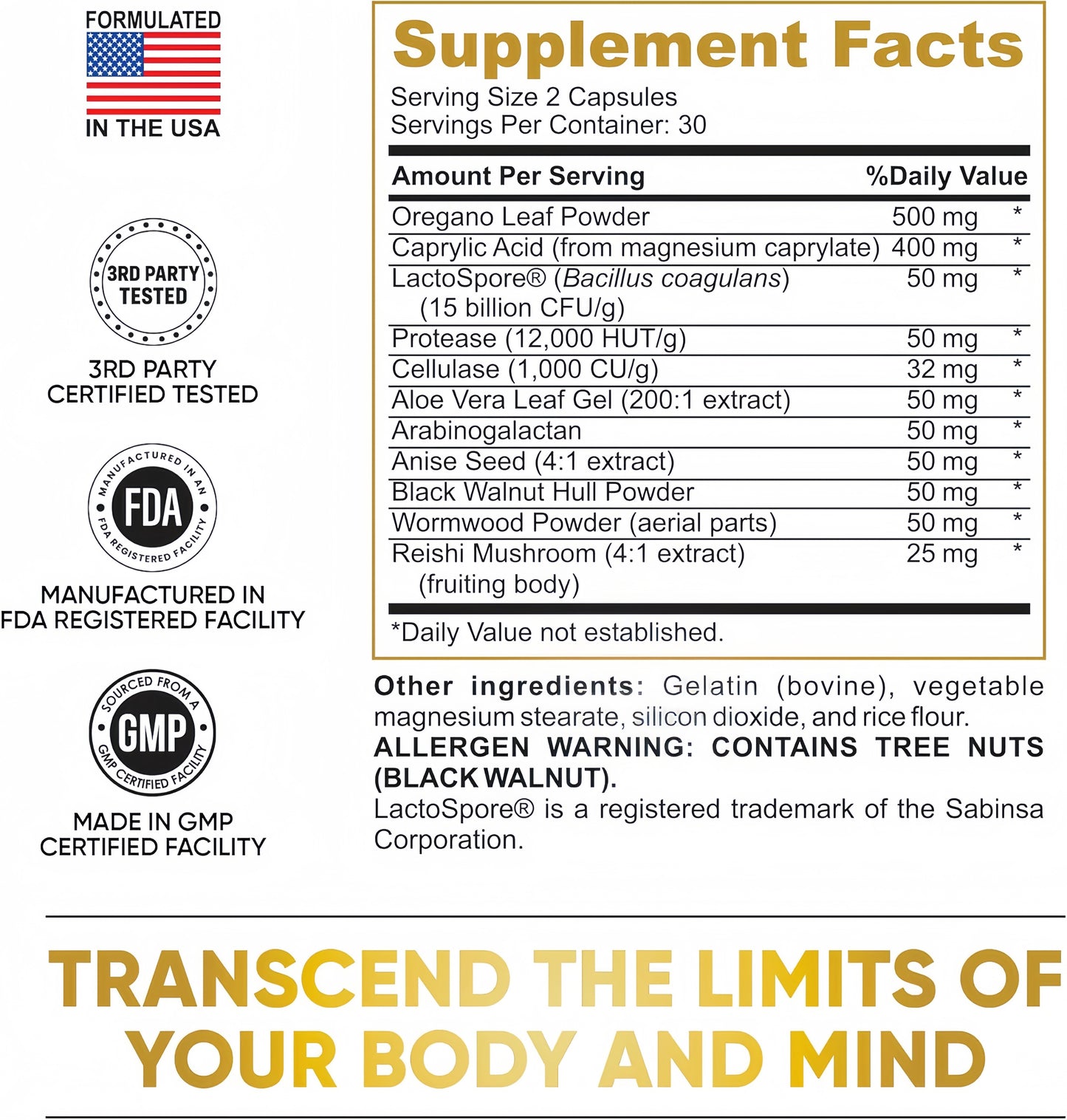 Candida Cleanse - Gut & Colon Support (60 Capsules) - for Men & Women - Natural Herbs for Intestinal Detox - Oregano Leaf, Wormwood, Black Walnut, Caprylic Acid